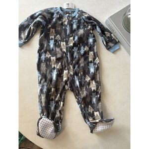 Baby boy TCP Childrens Place PJ fleece Zip Up One Piece Romper Bears 6-9m NWT